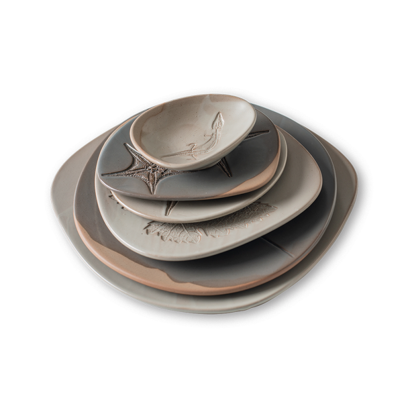 Fossil Plato Hoja de Vid 23cm Piedra | Caja 4 Unidades 2